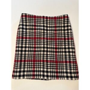 Talbots Houndstooth Wool Pencil Skirt in Black Red & Ivory Women's 8
